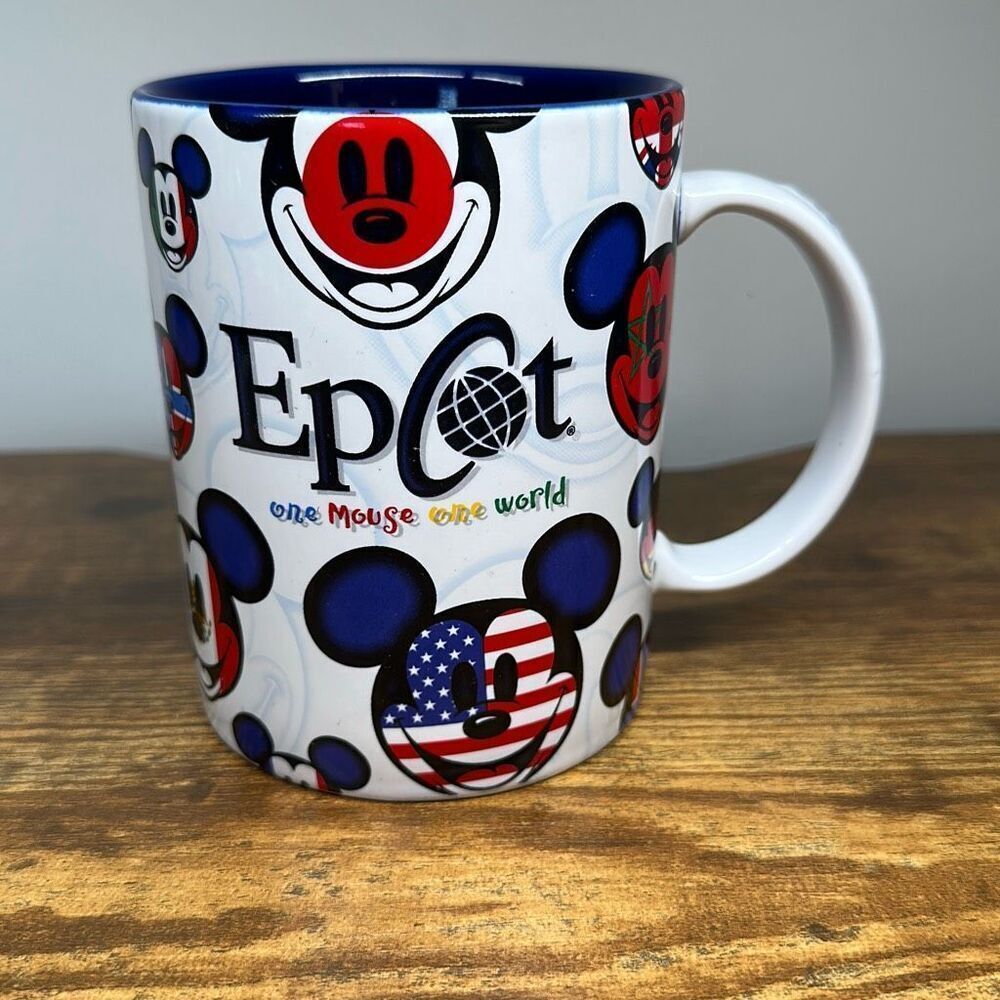DISNEY Epcot One Mouse One World Ceramic Coffee Mug Cup Large 18 oz Mickey